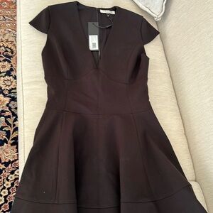 NWT Halston Heritage Black Cap Sleeve V Neck Mini Dress Size 6